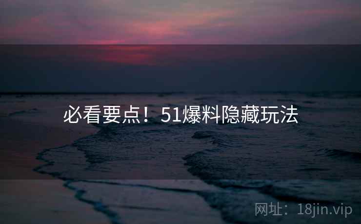 必看要点！51爆料隐藏玩法